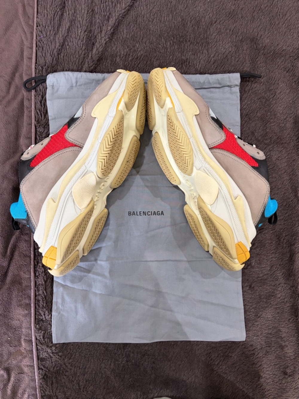 Balenciaga Chunky Triple S Sneakers in Red, Beige, Gray & Black - Picture 5 of 11
